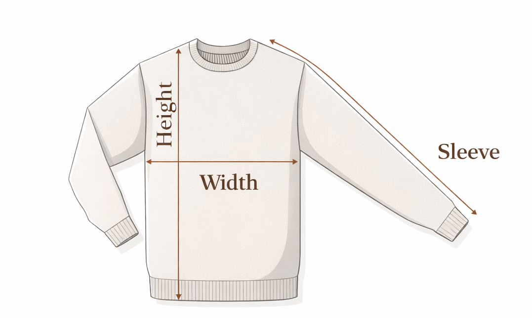 How to measure your sweater: Height, Width and Sleeve